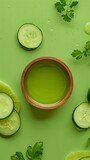Cucumber water extract vegetable organic natural ingredient skincare story background