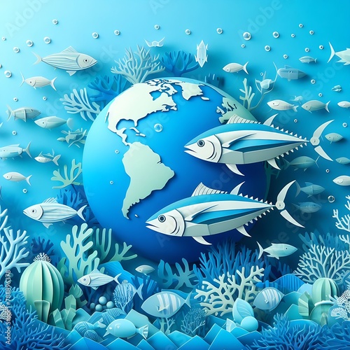 World Tuna Day Concept With Underwater Theme