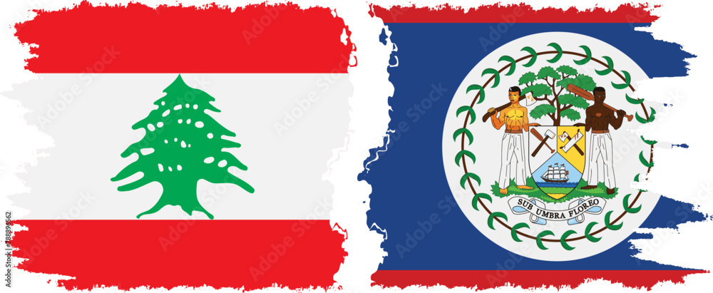 Belize and Lebanon grunge flags connection vector Belize and Lebanon grunge flags connection vector