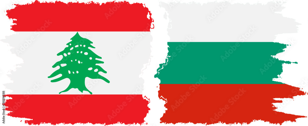 Naklejka premium Bulgaria and Lebanon grunge flags connection vector