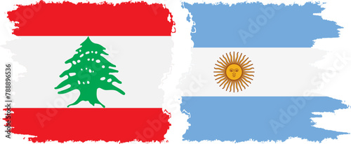 Argentina and Lebanon grunge flags connection vector
