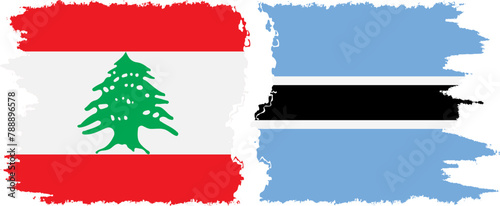 Botswana and Lebanon grunge flags connection vector