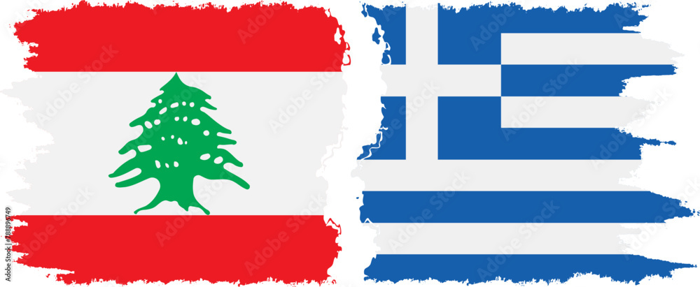 Fototapeta premium Greece and Lebanon grunge flags connection vector
