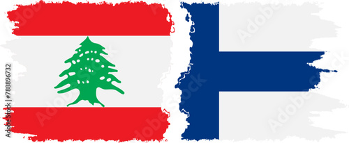 Finland and Lebanon grunge flags connection vector