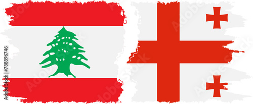 Georgia and Lebanon grunge flags connection vector