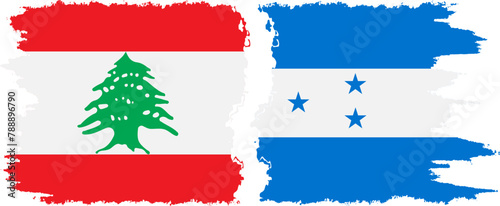 Honduras and Lebanon grunge flags connection vector