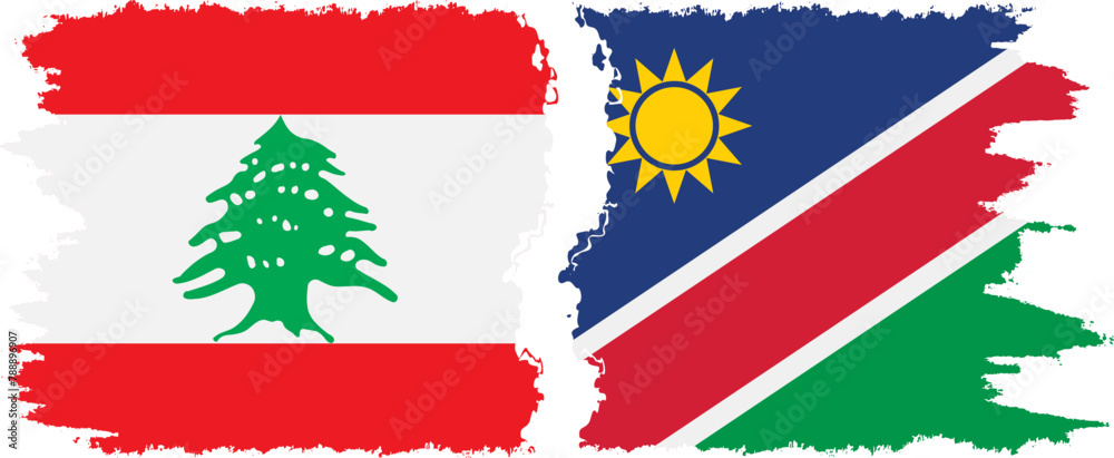 Namibia and Lebanon grunge flags connection vector Namibia and Lebanon grunge flags connection vector