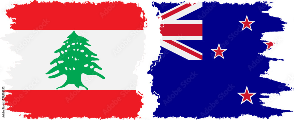 New Zealand and Lebanon grunge flags connection vector New Zealand and Lebanon grunge flags connection vector