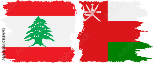 Oman and Lebanon grunge flags connection vector