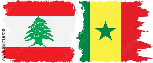 Senegal and Lebanon grunge flags connection vector