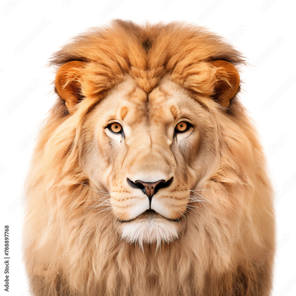 Close-up face of a Lion panthera leo, cut out transparent