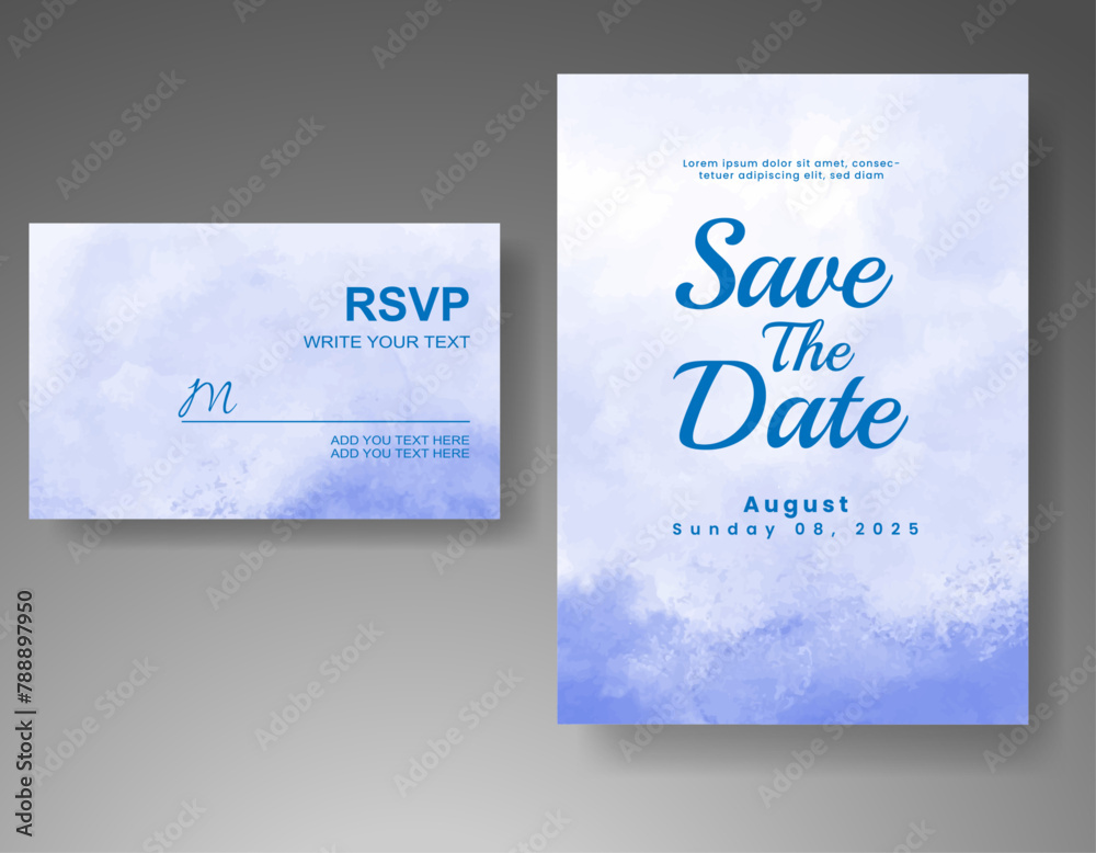 Wedding invitation with abstract watercolor background