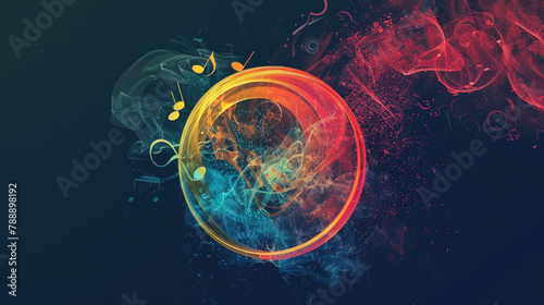 Stunning logo design Musical bubble with vibrant colors, intricate textures, and subtle notes, evoking dynamism