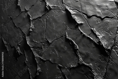 Monochrome photo of a dark bedrock with a tire tread pattern photo