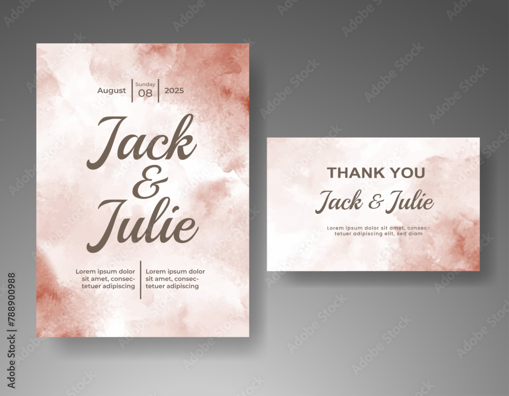 Wedding invitation with abstract watercolor background Wedding invitation with abstract watercolor background