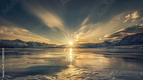 A mesmerizing display of the midnight sun during the summer solstice in the Arctic Circle