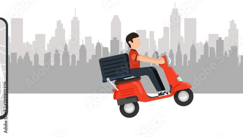 Delivery service flat character 4K animation motion video