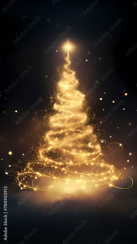 Naklejka premium beautifully decorated Christmas tree with twinkling lights and festive ornaments