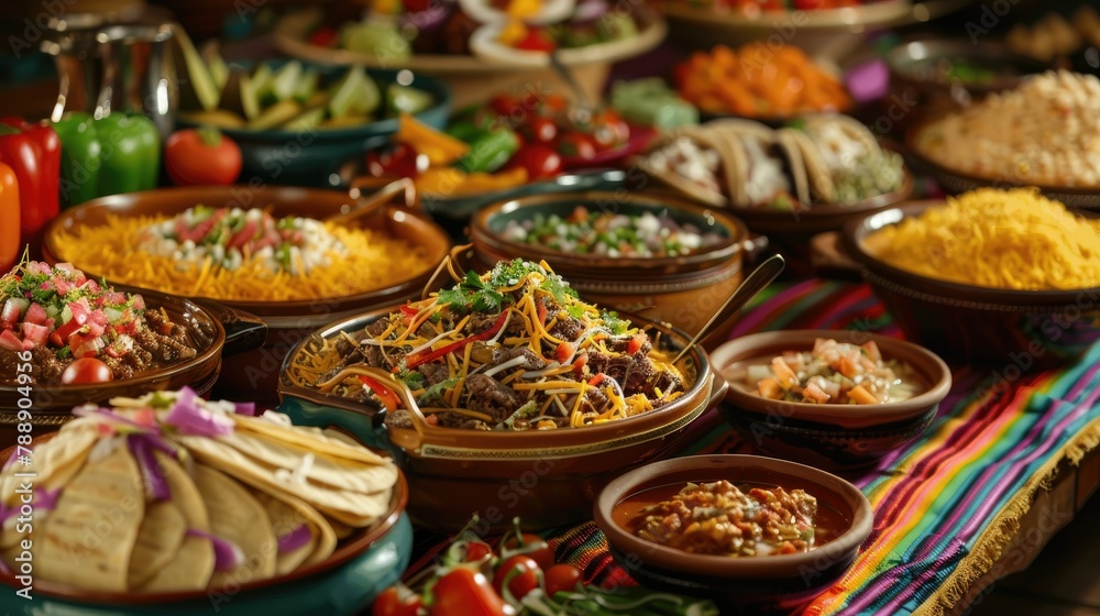Enjoy a festive spread of authentic Mexican cuisine at the Fiesta party buffet table