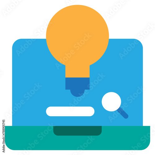idea bulb search finding online flat style