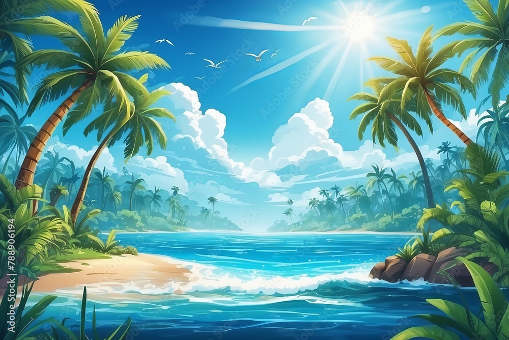 Obraz premium World Oceans Day Save Environment,Beautiful Underwater in wild nature background,Generative Ai.