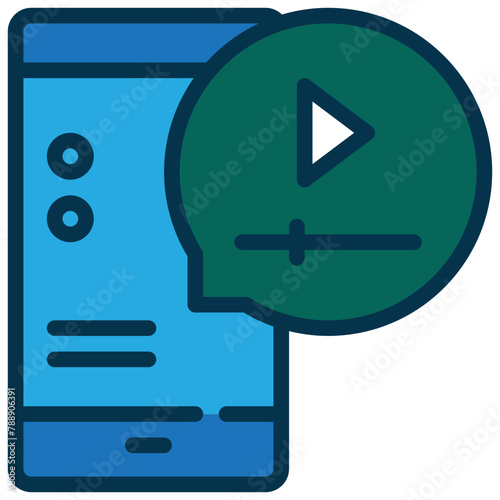 mobile entertainment movie clip online internet filled outline
