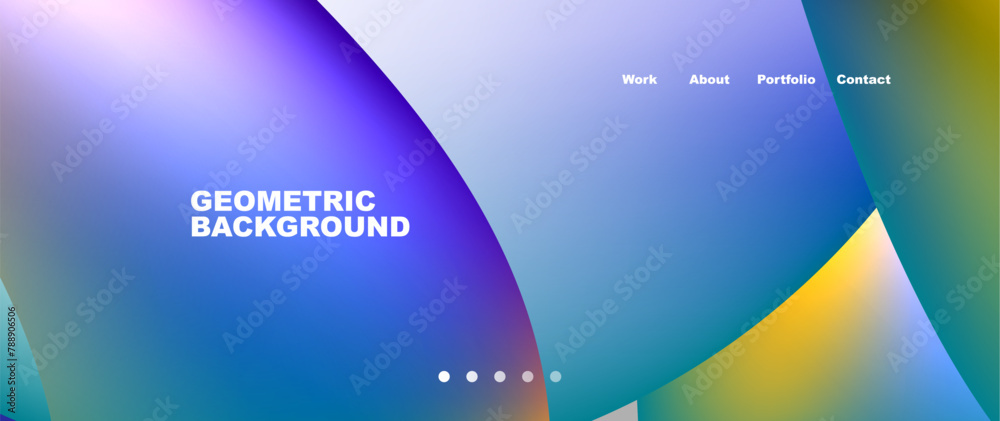 A geometric background resembling a horizon with a blue, green, and yellow gradient inspired by automotive design and electric blue automotive lighting
