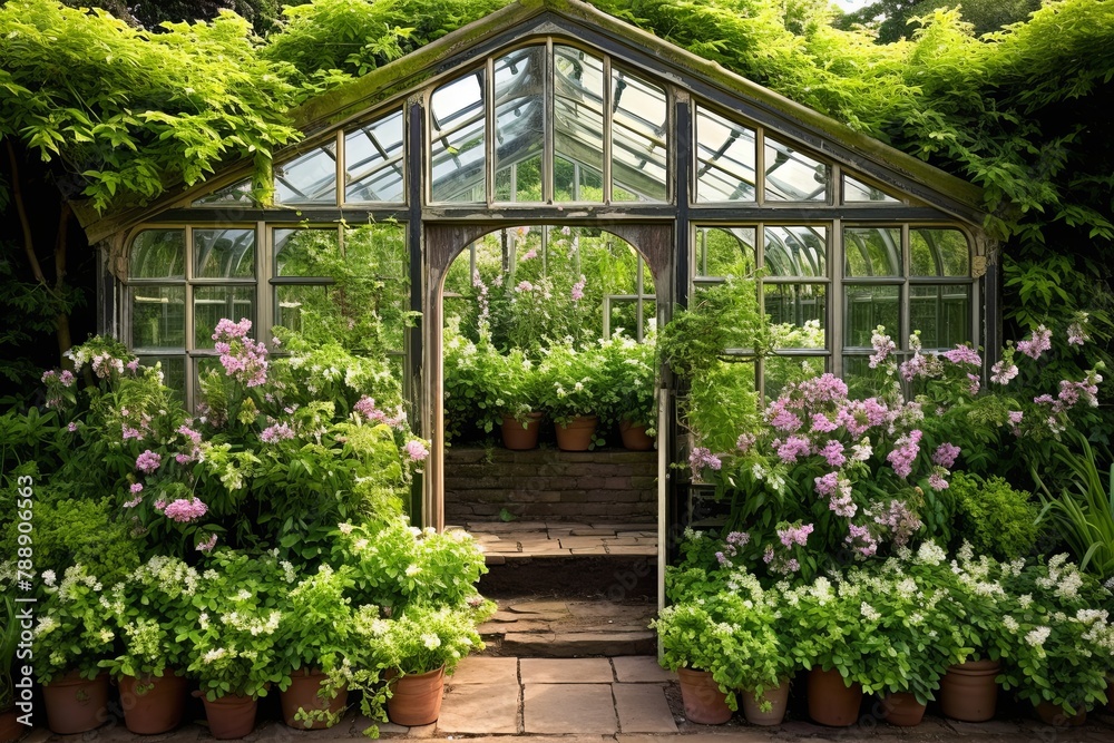 Antique Greenhouse Conservatory Designs: Parterre Gardens and Clipped Hedges Masterpiece