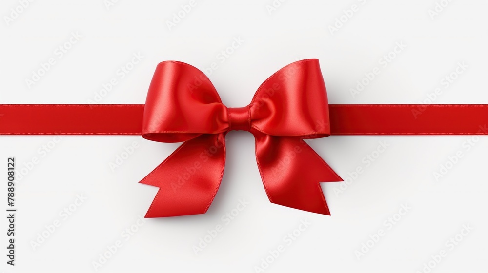 Realistic illustration of red ribbon and bow isolated on white background. Realistic illustration of red ribbon and bow isolated on white background.