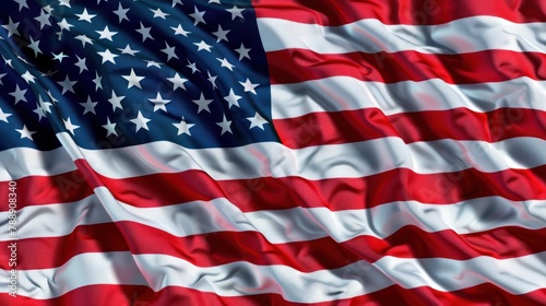 A panoramic view of the American flag unfurled horizontally, stretching across the entire width of the image, providing a bold and iconic background.