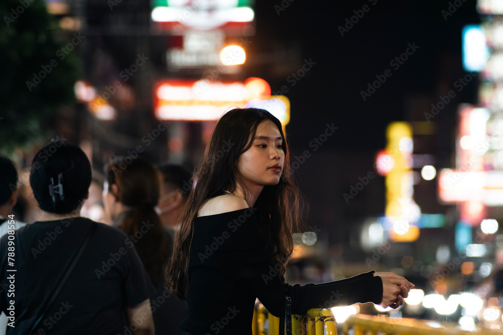Asian Woman Solo Travel on Yaowarat Road Thailand Asian Woman Solo Travel on Yaowarat Road Thailand