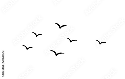Flying birds silhouettes on transparent background. Vector illustration