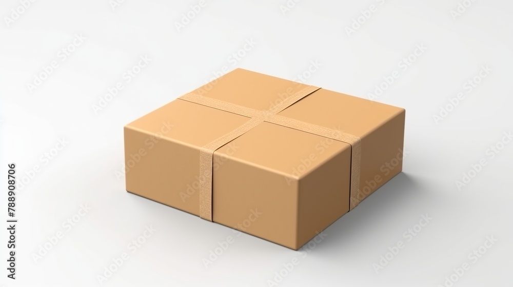 Realistic cardboard box package isolated on white background.