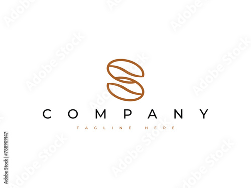 letter S coffee bean cafe logo design