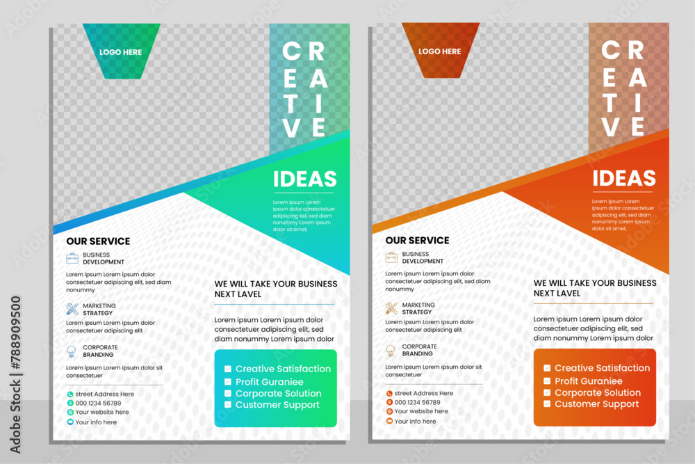 Corporate business flyer template design. Simple minimalist corporate business flyer design template.