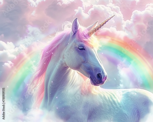 Magical unicorn and rainbow wallpaper  pastel dreamland  perfect for a whimsical celebration