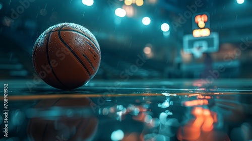 Reflective Solitude on the Court: A Basketball's Quiet Moment Pre-Game