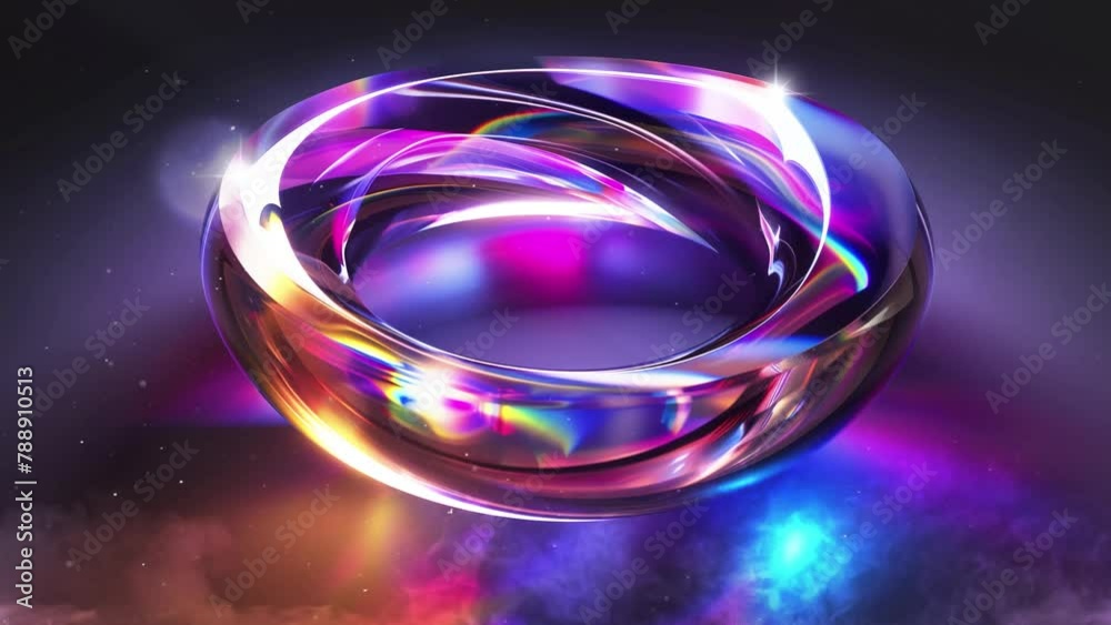 geometric background. realistic render of a glowing cylindrical torus shape prism. seamless looping overlay 4k virtual video animation background geometric background. realistic render of a glowing cylindrical torus shape prism. seamless looping overlay 4k virtual video animation background