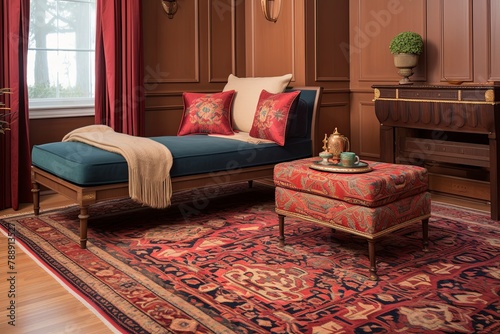 Opulent Ottoman Empire Bedroom Decors: Crown Molding and Handwoven Throw Rugs Glamour photo