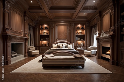 Opulent Ottoman Empire Bedroom Decors: Walnut Bureaus & Marble Flooring Elegance photo
