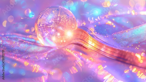 Enchanted Book Emitting Magical Glow with Time-Inspired Illustrations
