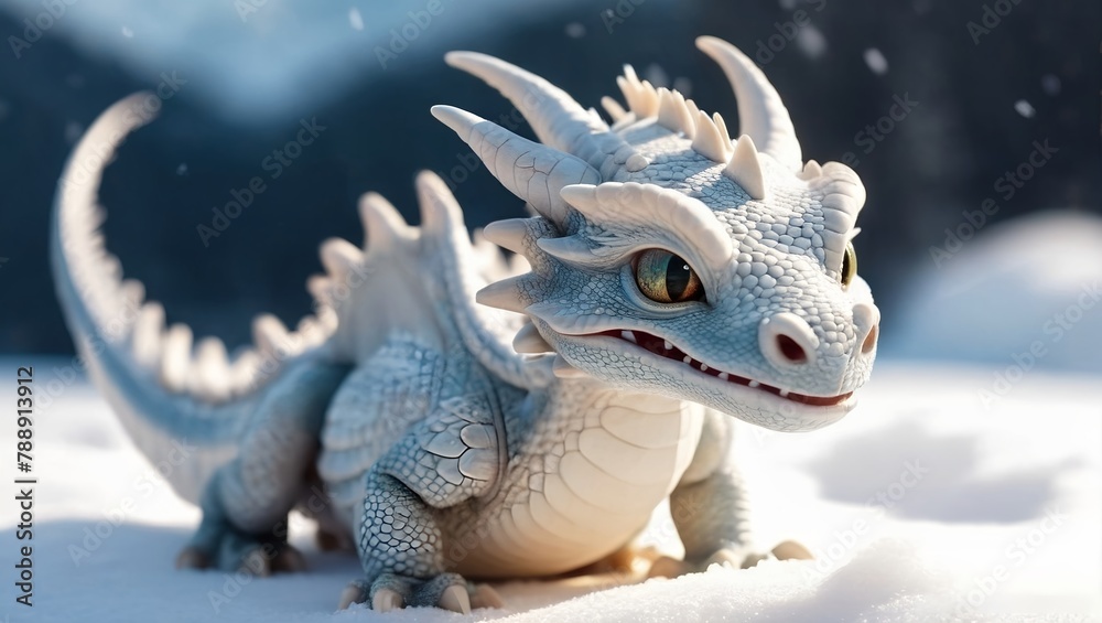 a cute little snow dragon newly hatched dragon soft delicate draconic features a cute little snow dragon newly hatched dragon soft delicate draconic features