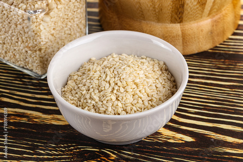 Sesame seeds heap in the bowl