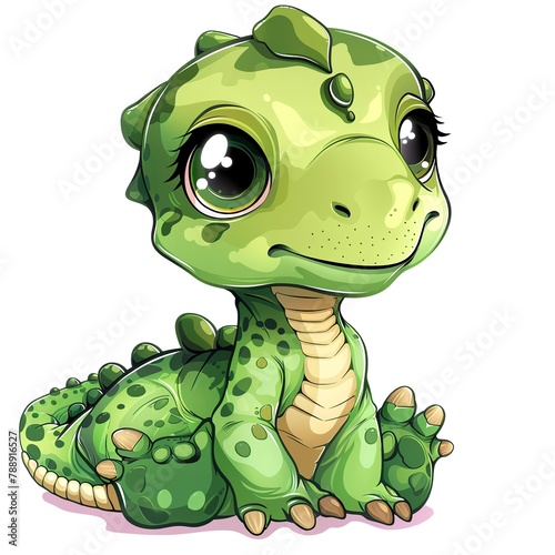 Cute Little dino. Clipart is a great choice for creating cards, invitations, party supplies and decorations. AI generated. (ID: 788916527)