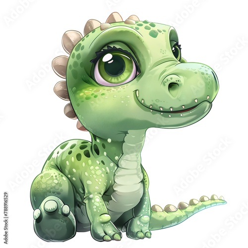 Cute Little dino. Clipart is a great choice for creating cards, invitations, party supplies and decorations. AI generated. (ID: 788916529)