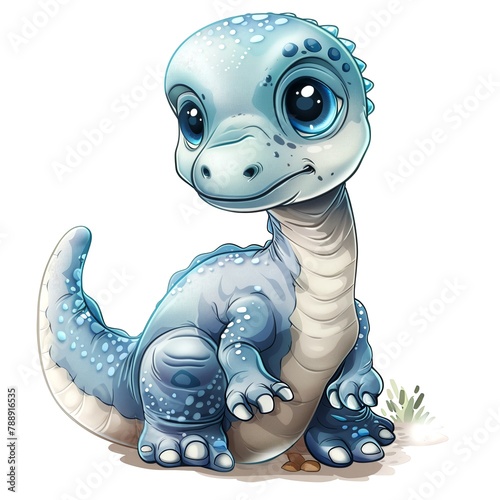Cute Little dino. Clipart is a great choice for creating cards, invitations, party supplies and decorations. AI generated. (ID: 788916535)