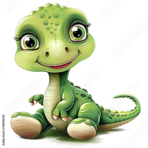 Cute Little dino. Clipart is a great choice for creating cards, invitations, party supplies and decorations. AI generated. (ID: 788916540)