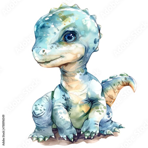 Cute Little dino. Clipart is a great choice for creating cards, invitations, party supplies and decorations. AI generated. (ID: 788916549)