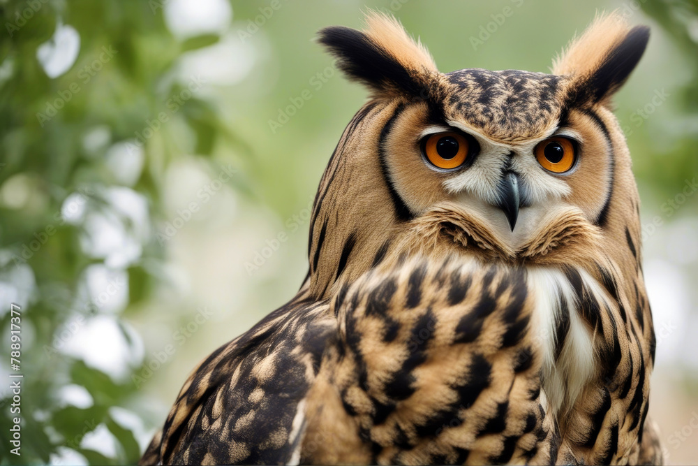bubo looking shoulder Turkmenian sitting isolated background Eagle side turcomanus owl lens white ways detailed animal brown studio shot orange sharp girl