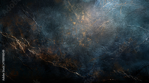 A dark blue and brown background with a few specks of gold. The background is a rough texture and the gold specks are scattered throughout photo